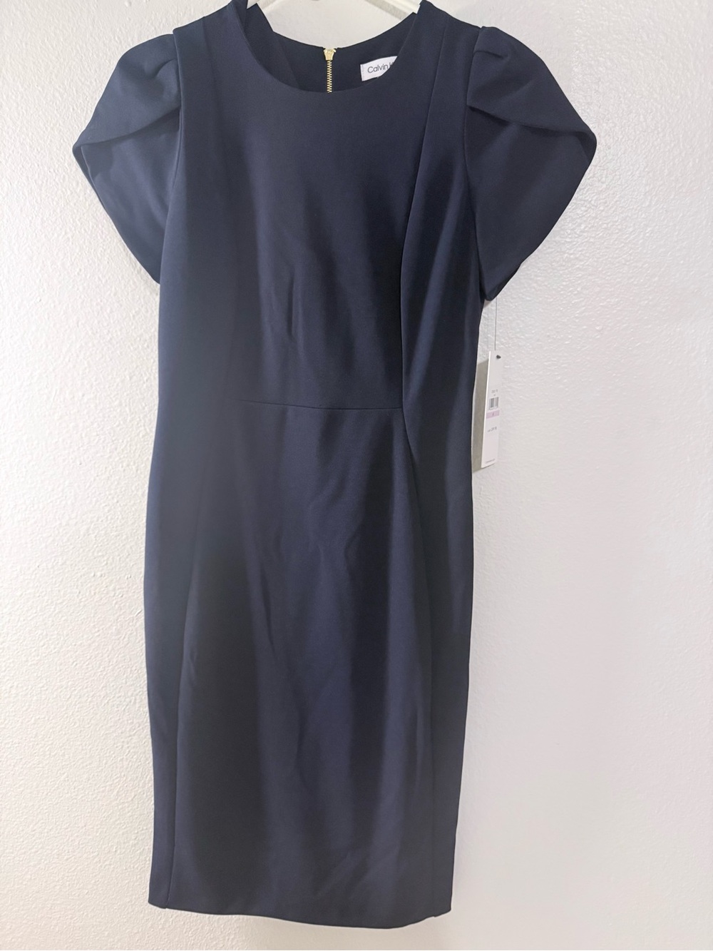 Calvin Klein Navy Short-Sleeve Sheath Dress